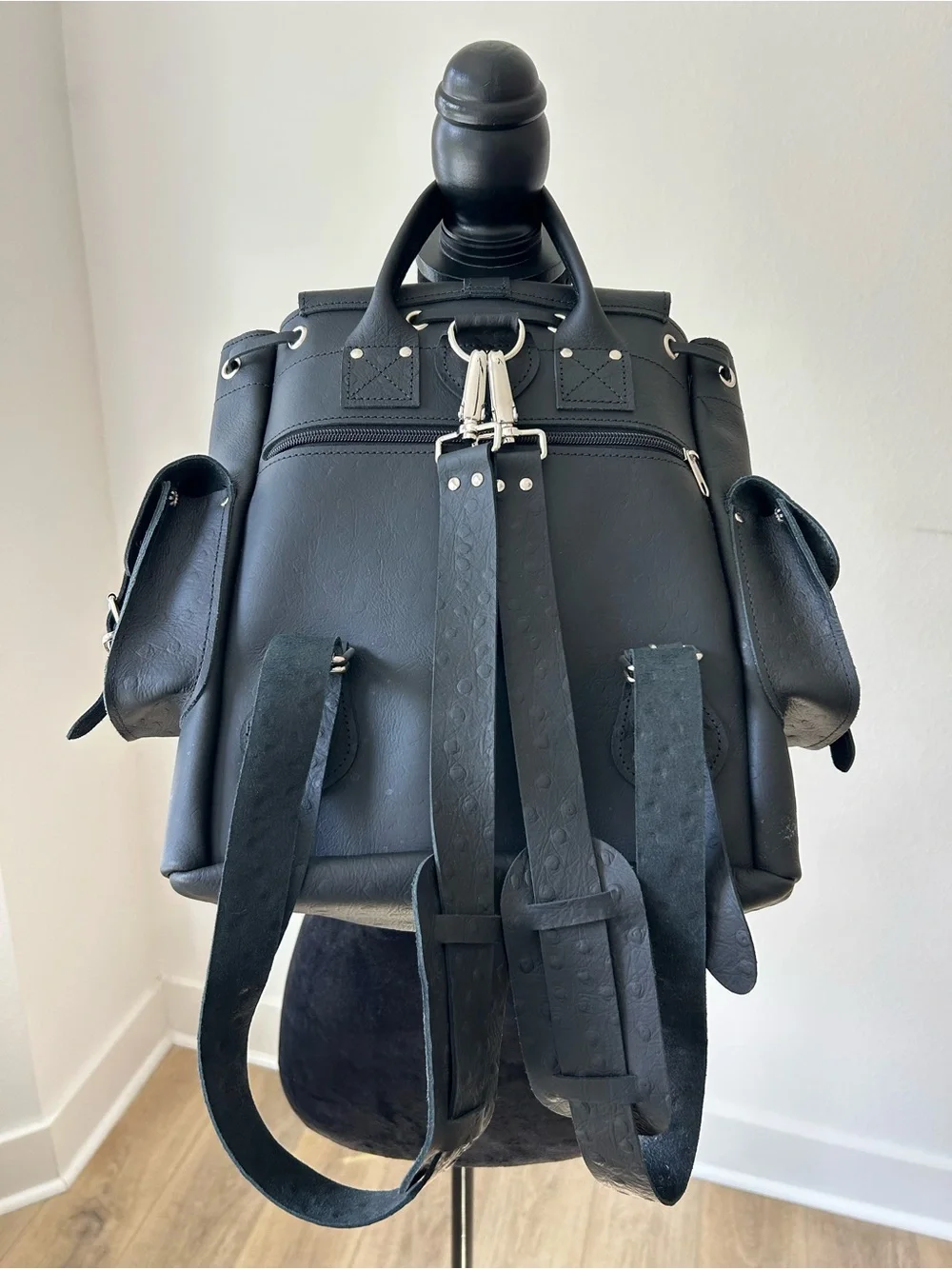 Authentic Grafea London “Hari” Leather Black Backpack